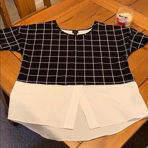 2 layered black and white top